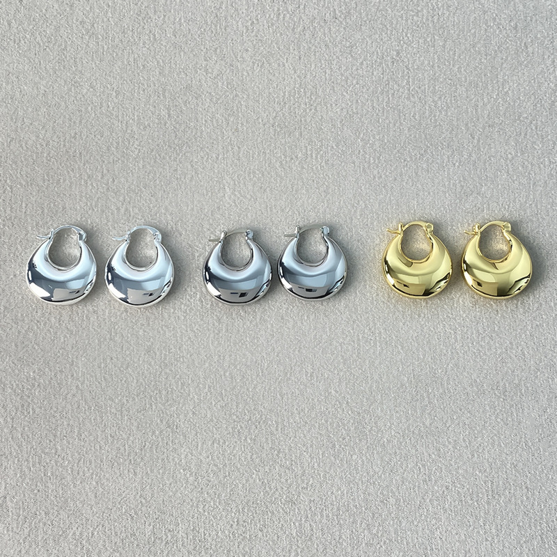 fever同款欧美ins博主扁圆耳环简约大气高级感秋冬椭气质简约耳饰详情5