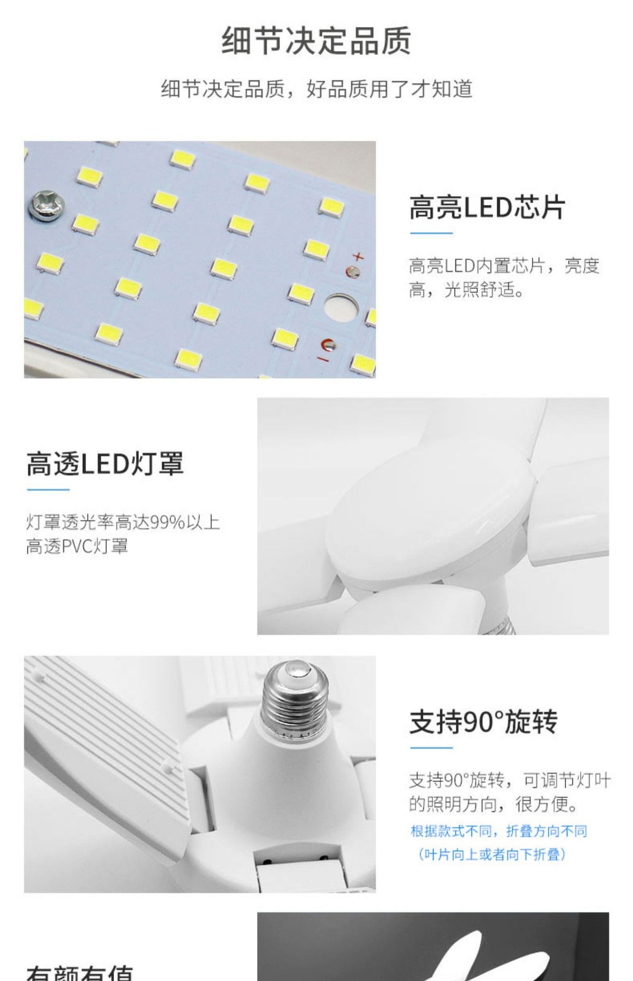 跨境新款叶子灯楼梯灯e26折叠led带球泡私模两叶四叶叶子灯砖石款详情16