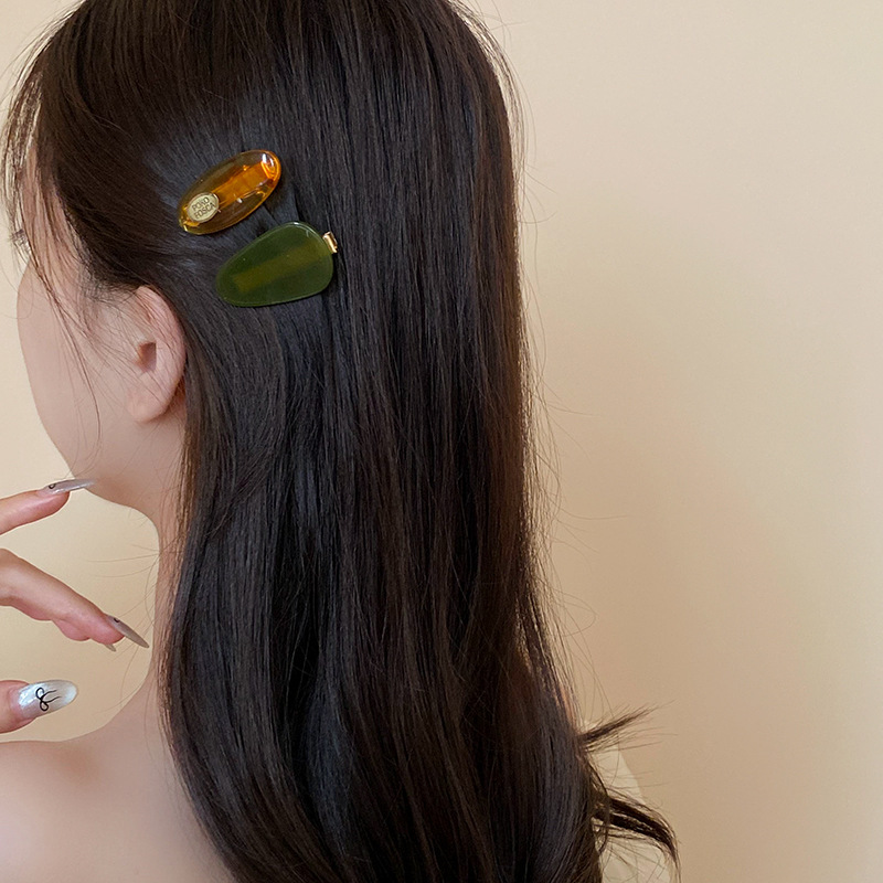 韩国东大门水滴树脂发夹气质时尚百搭鸭嘴夹简约高级感发饰批发女详情2