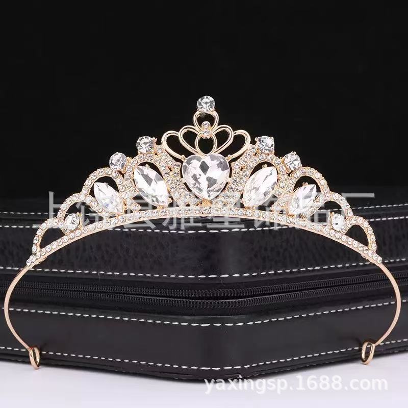 Europa y américa venta caliente niños corona accesorios de pelo princesa alloy strass corona show show niños cumpleaños cabeza aro mujer pic 5