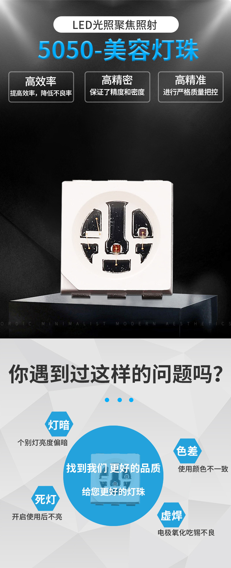 5050led surface mount light beads, red light therapy light beads, red light 660+850nmled light beads, LED infrared light beauty pic 3