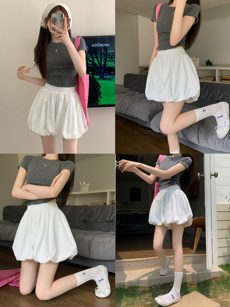 Douyin quality white flower bud short skirt for women 2025 summer new A-line skirt, elegant and versatile, puffy skirt pants pic 7