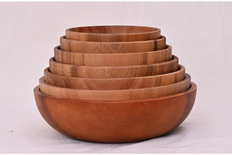 整木圆形复古风相思木碗木头日式沙拉碗实木装汤碗量大从优详情6