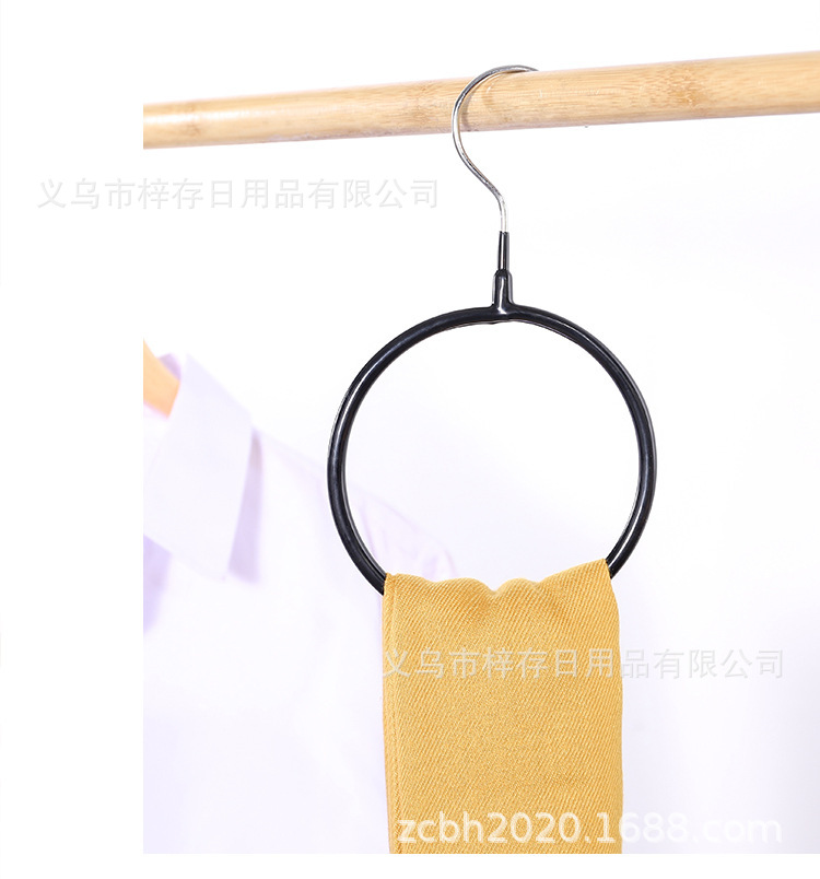 浸塑纳米围巾架高档多功能金属围巾圈丝巾展示架领带防滑衣挂厂家详情9