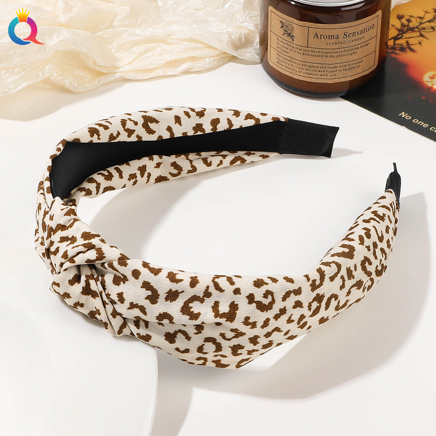 Qiyue Cross-border leopard Print knotted hair band Summer high-end wide-edge simple headband High top hair Hole Hair Accessory wholesale pic 14