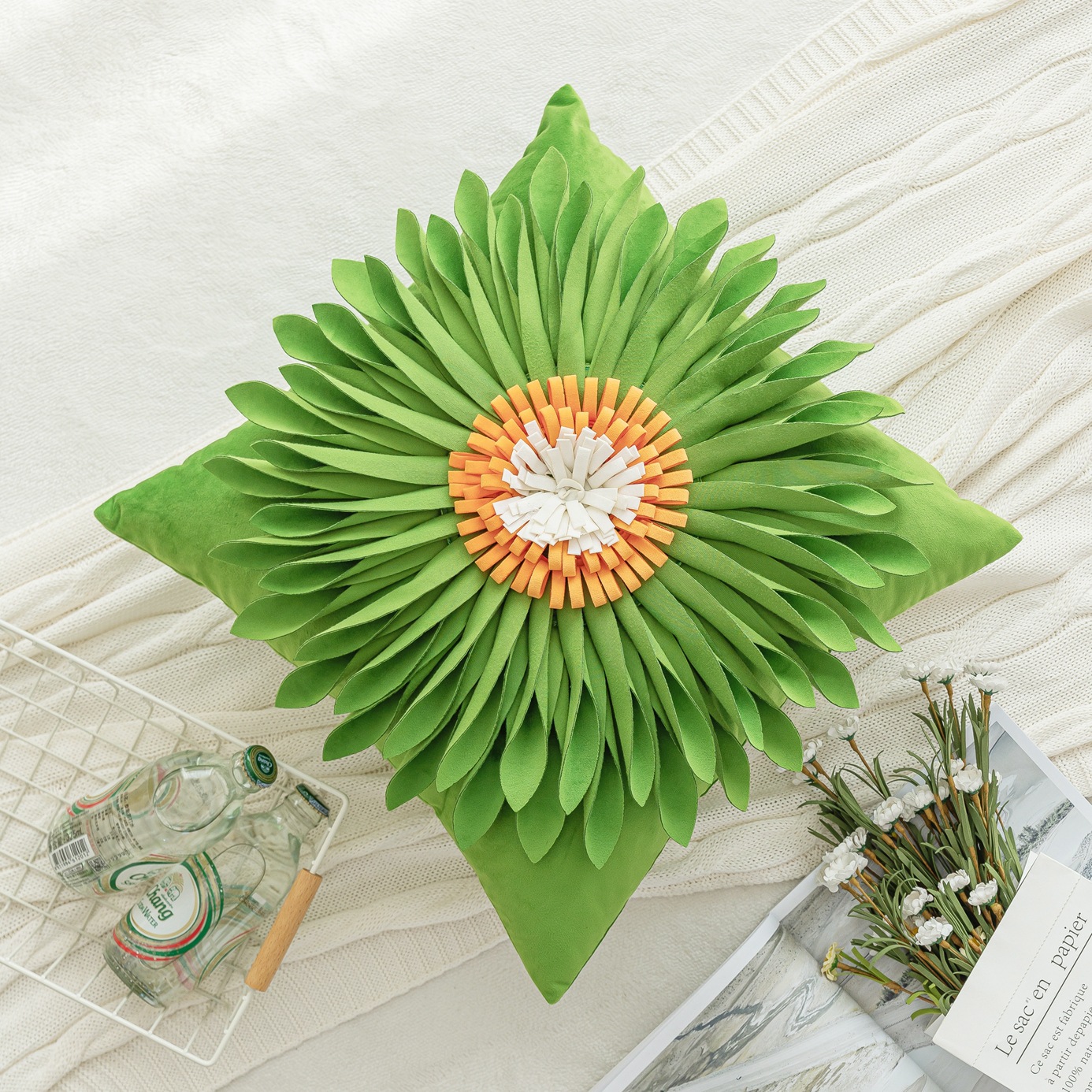 Internet-famous InS-style sun flower pillowcase, small Daisy bedside cushion, office sunflower pillow cover pic 13
