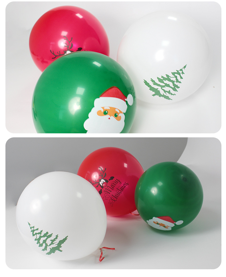 Christmas balloon party, red and dark green shopping mall decoration scene, Santa Claus, snowflake, latex thickened balloons pic 10