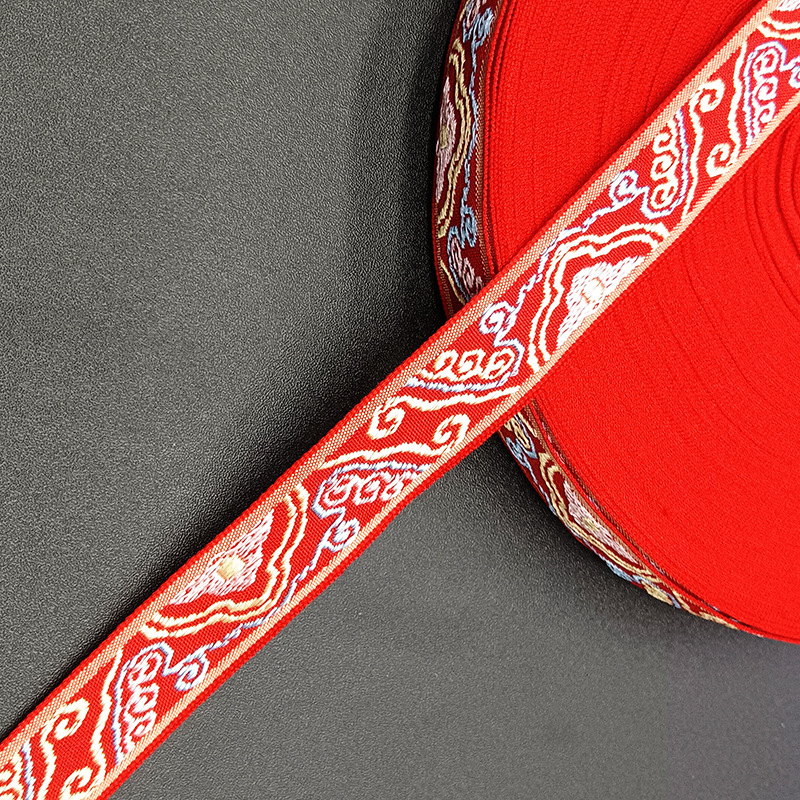 现货名族风提花织带沟边锁边彩带服装辅料1CM2CM宽名族带波浪边带详情18