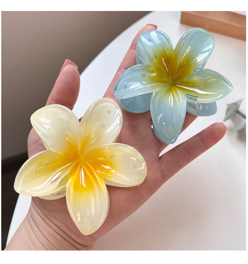 鸡蛋花大号头发抓夹发夹子头饰发卡子女爪夹鲨鱼夹海边拍照摄影用详情4