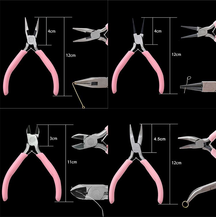 Pointed-nose pliers, double round pliers, diagonal pliers, elbow pliers, pointed-nose pliers, steel pliers, handcrafted diy jewelry tool pliers pic 4