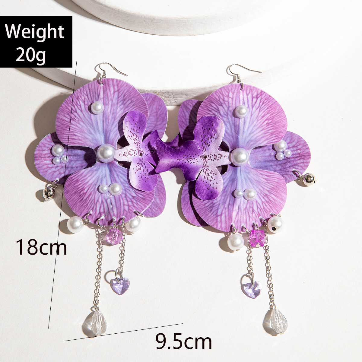 欧美跨境个性饰品紫色椭圆松石耳坠小众设计感玫瑰花朵耳环耳饰女详情20
