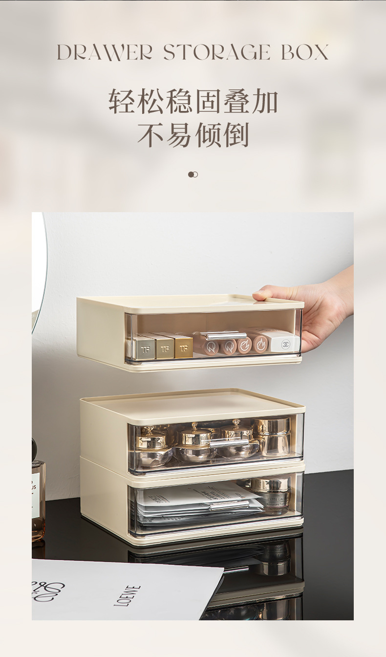 Double-layer desktop storage box, drawer cabinet, plastic multi-layer file box, stationery on the office desk, student sundries storage pic 3