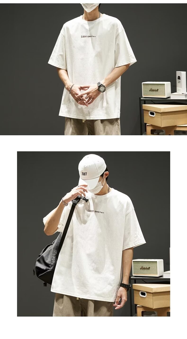 夏季男士t恤潮牌潮流简约半袖上衣男装短袖纯棉衣服男生体恤印花详情5