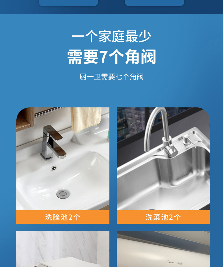 Angle valve, all-copper hot and cold water triangle valve, faucet switch, household heater, toilet, thickened three-way eight-shaped stop valve pic 9