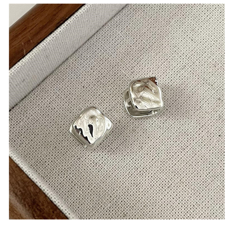 Wholesale of S925 sterling silver Korean-style textured retro square earring heavy industry minimalist Korean-style fashionable earrings pic 21