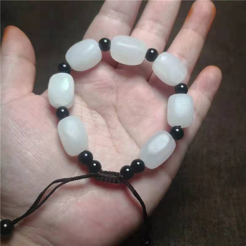 Afghan jade bracelets for men and women, Buddhist prayer beads, white jade bracelets, jade shaped beads, live-streaming at street stalls, wholesale of opening gifts pic 5