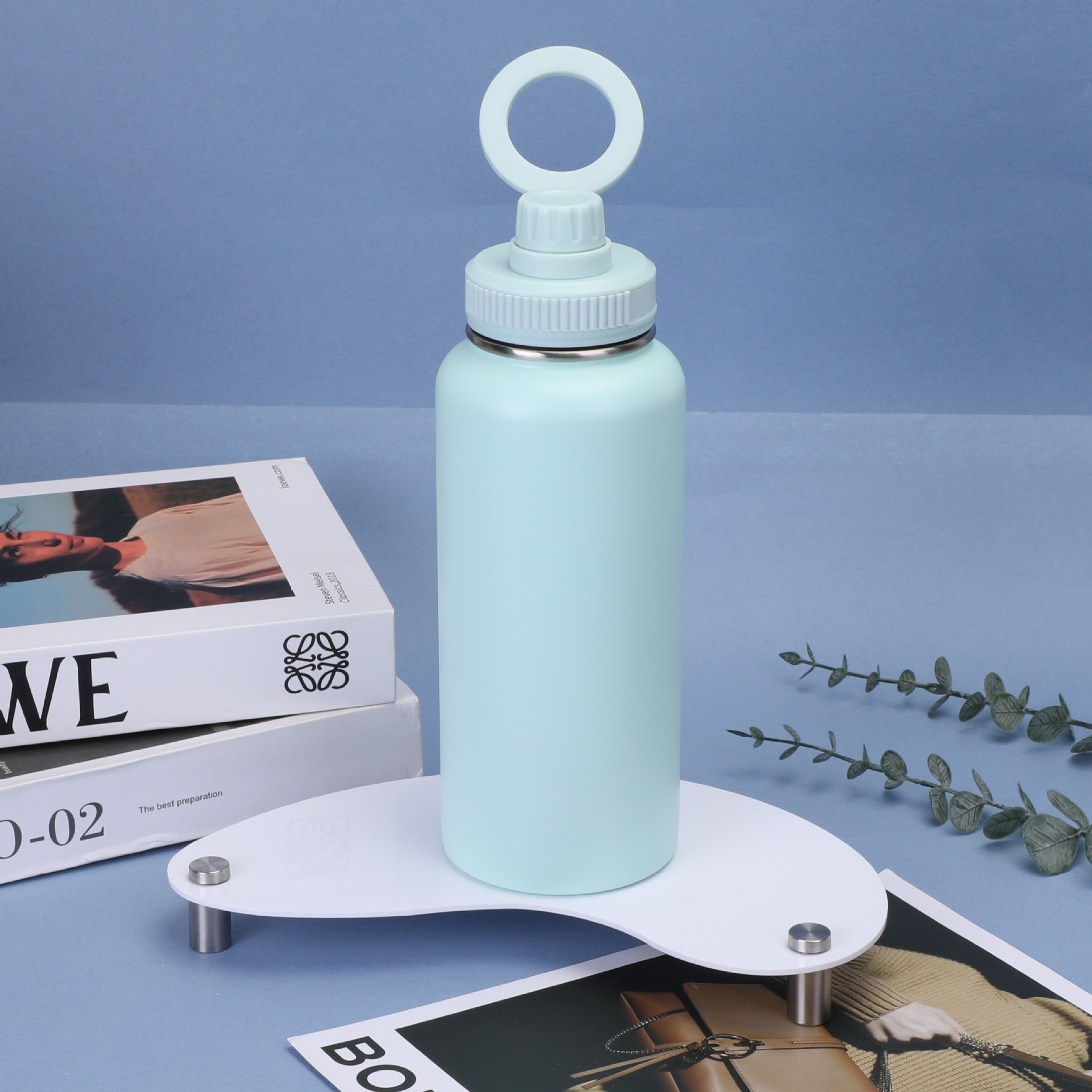 新款32oz不锈钢太空壶双层保温杯磁吸手机支架马卡龙便携运动水杯详情9