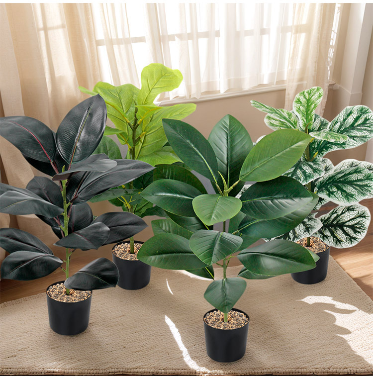 Simulated green plants, magnolia branches, black diamond rubber trees, Ficus lyrata, green decoration, garden landscaping, living room table ornaments pic 3