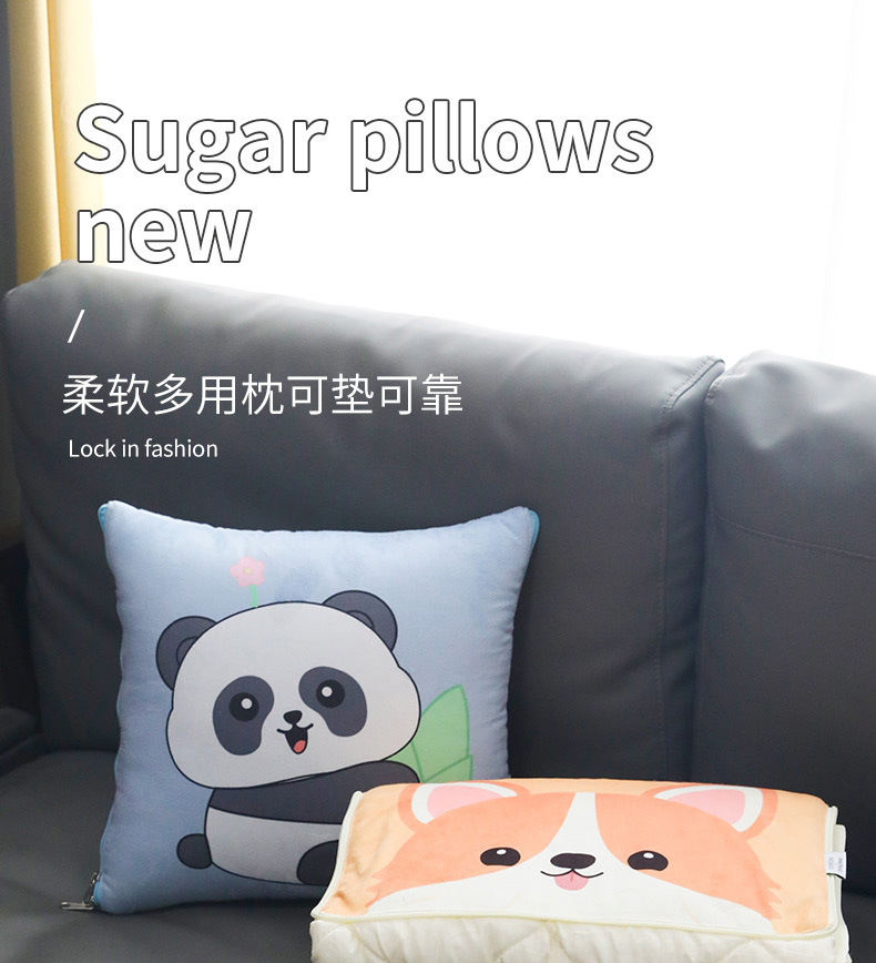 Cartoon pillow, office pillow, quilt, two-in-one, two-in-one cushion, logo printed, multi-functional car sofa pic 1