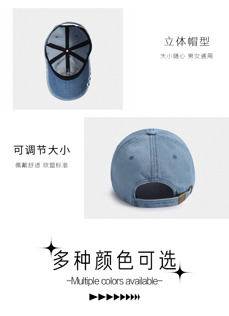 Korean style Instagram trendy retro patchwork denim baseball caps for men and women, casual and versatile fashion, trendy baseball caps for adults pic 10