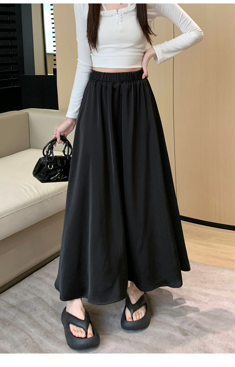 French acetate satin half skirt for women 2024 Spring/Summer pleated long skirt with elastic and tight waist, A-line large swing umbrella skirt pic 43