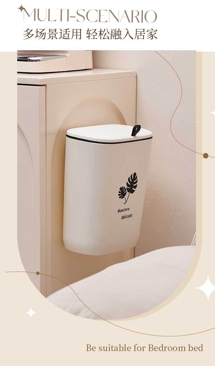 厨房家用垃圾桶带盖壁挂式橱柜挂门垃圾收纳可悬挂滑盖卫生间纸篓详情7
