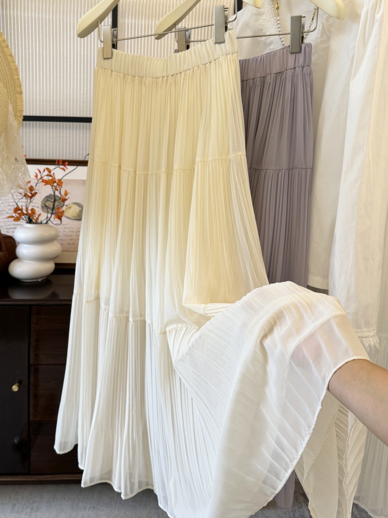 2025新款高腰仙女裙压褶裙长裙温柔风紫色半身裙女春夏气质百搭详情5