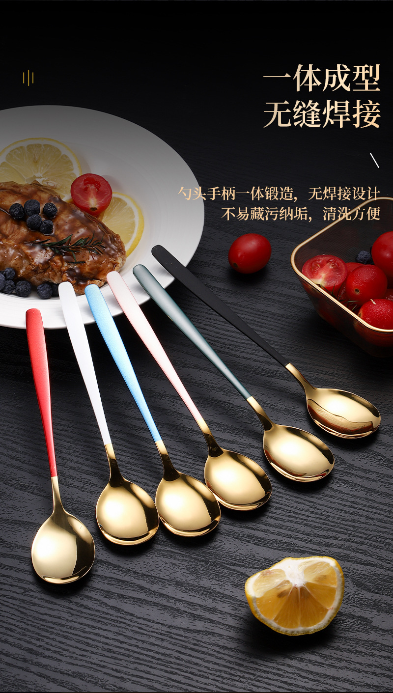跨境创意新款韩式餐具牛排叉子甜品勺子高颜值格调不锈钢餐具叉勺详情4