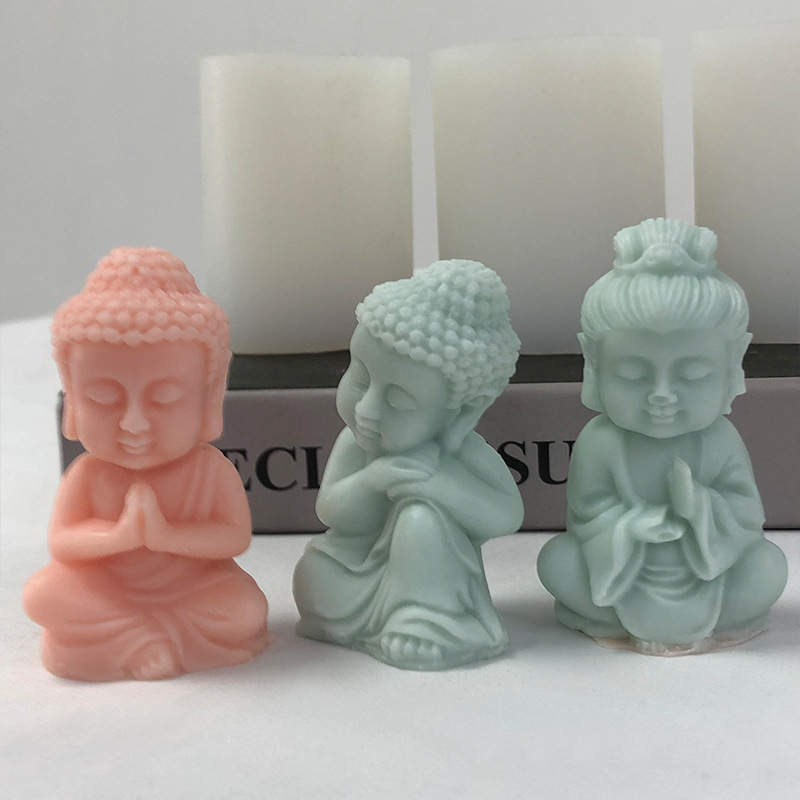 小和尚香薰石膏蜡烛硅胶模具diy佛像摆件观音菩萨如来佛滴胶模具详情27