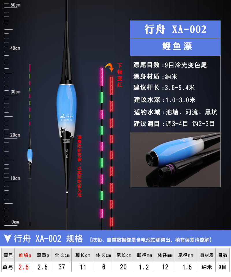 Luminous float bite hook color-changing float large object electronic float night fishing carp float super bright intelligent alarm fishing gear hard tail pic 57