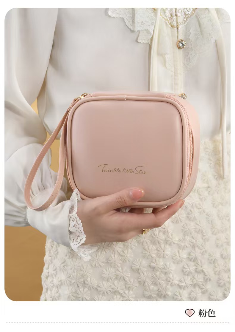 New PU mini portable sanitary napkin storage bag, waterproof hand-held multi-functional cream lipstick makeup bag pic 5
