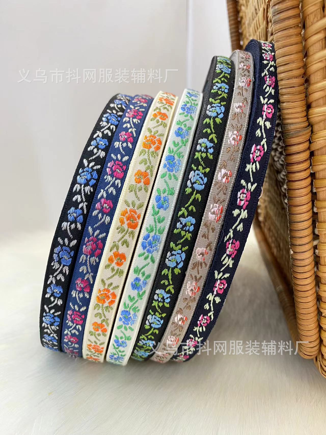 Wholesale of 0.8cm- 1cm handmade DIY bow, jacquard embroidery, webbing, hair accessories, headwear, performance costumes and accessories pic 2