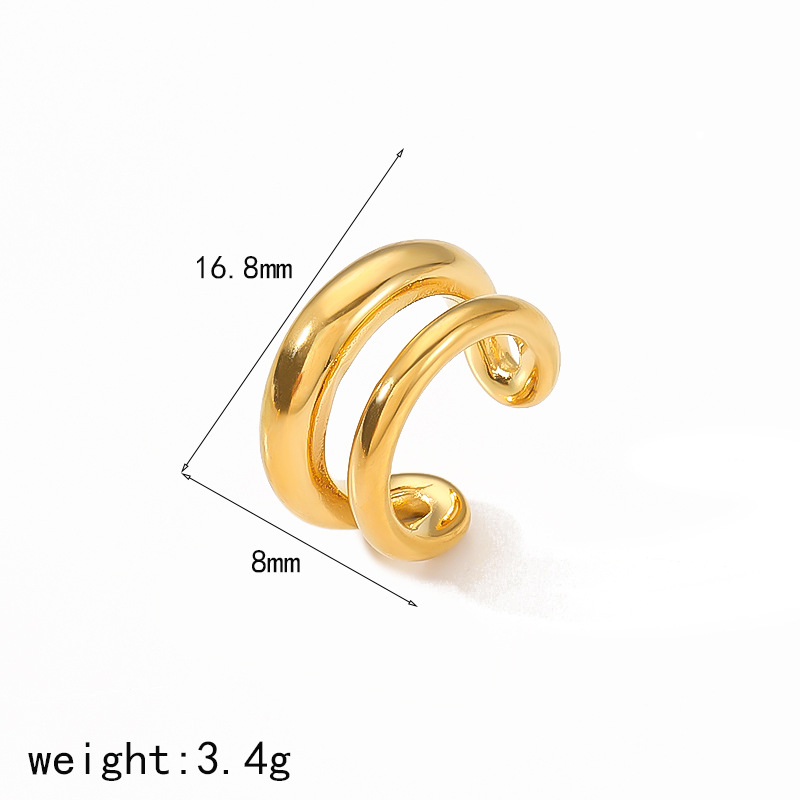 New cross-border Ins-style internet-famous titanium steel ear bone clips, no ear holes, versatile and high-end, 18K gold stainless steel ear clips pic 11