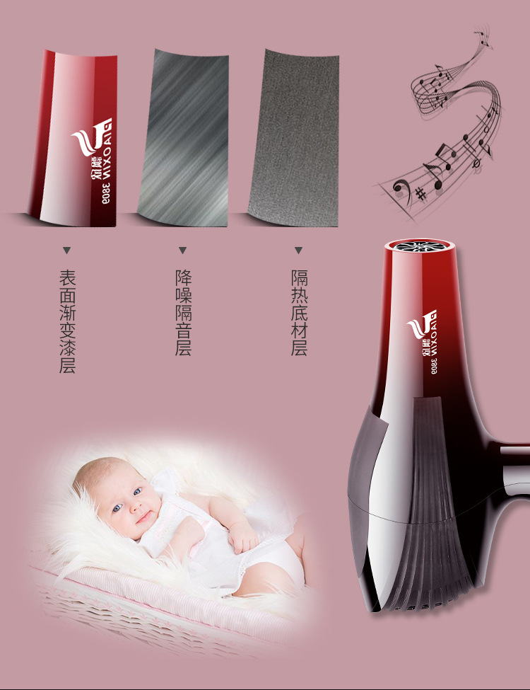 Household high-power hair dryer, hair salon, barber shop, constant-temperature hair dryer, multi-speed cold and hot air blower, cross-border pic 4