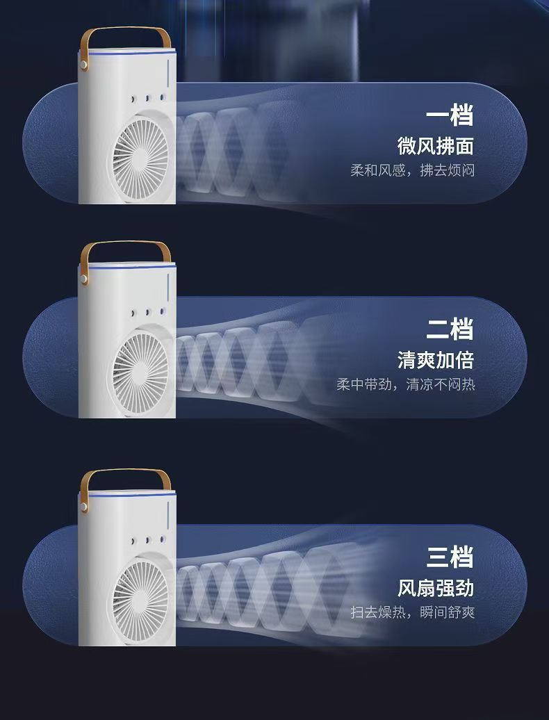 跨境爆款双头大风力摇头高速风扇桌面便携三孔加湿USB充电冷风扇详情18