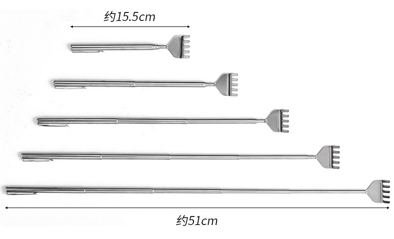 Portable, no need to ask for help, five-section extendable itch scratcher, pen-shaped, old-head stainless steel itch scratcher in stock pic 10