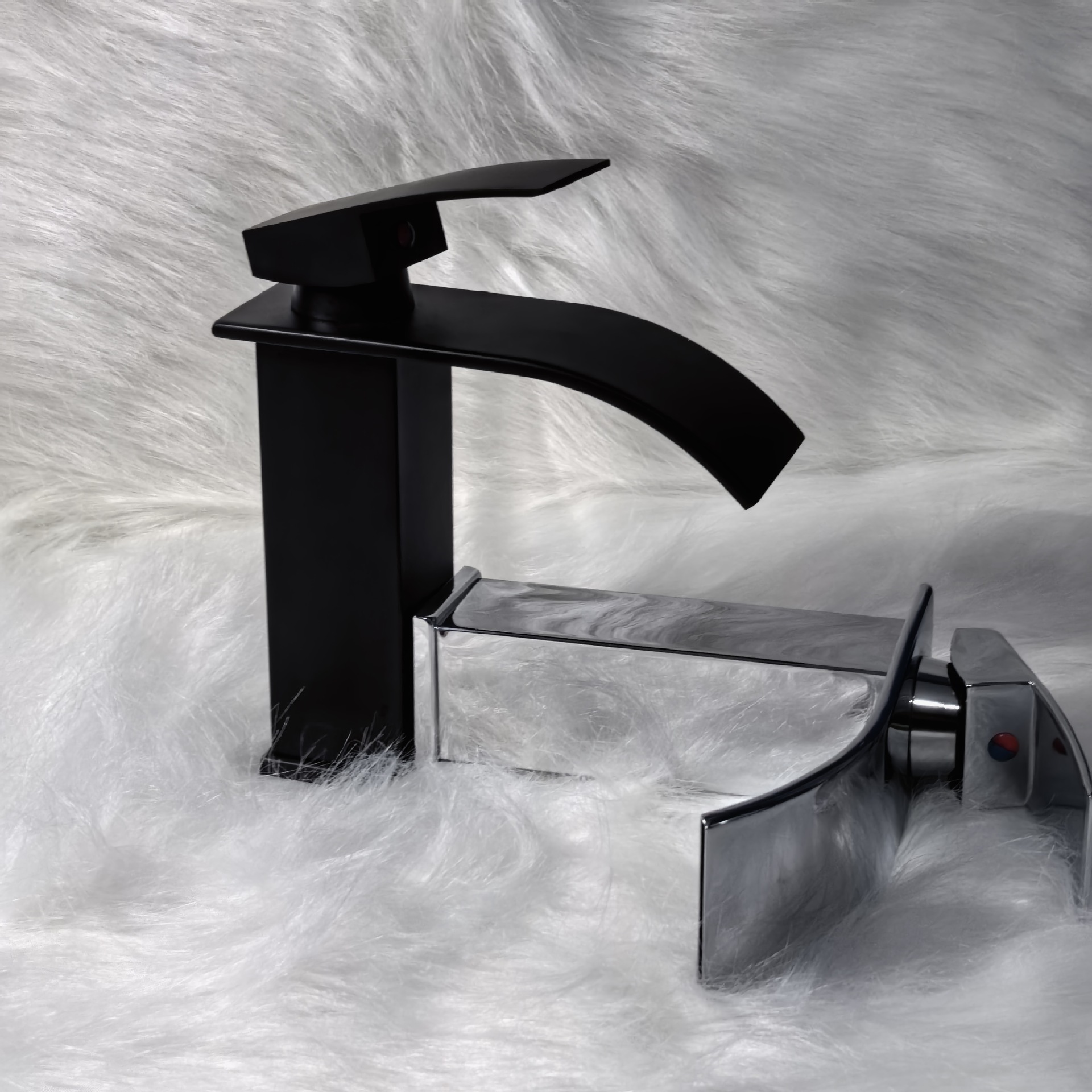 黑色瀑布洗脸盆水龙头洗手盆卫生间厕所台上面盆台盆龙头一件起批详情9