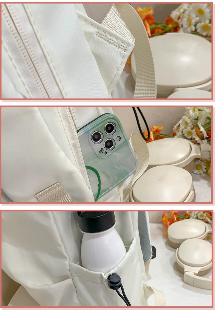 双肩包男士高级感大容量简约书包女大学生旅行背包纯色休闲批发详情28