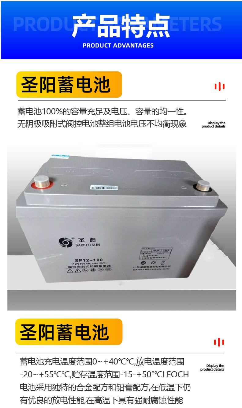 圣阳SP12-100阀控密封式铅酸蓄电池24 38 65 120 200 12V100AH FR详情4