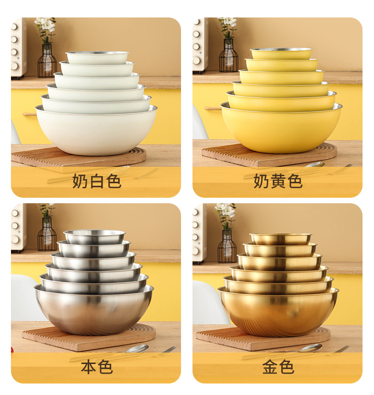 Factory direct sales of Korean-style salad bowls, stainless steel household salad bowls with scales, washbasins, baking and egg-beating cooking basins pic 18