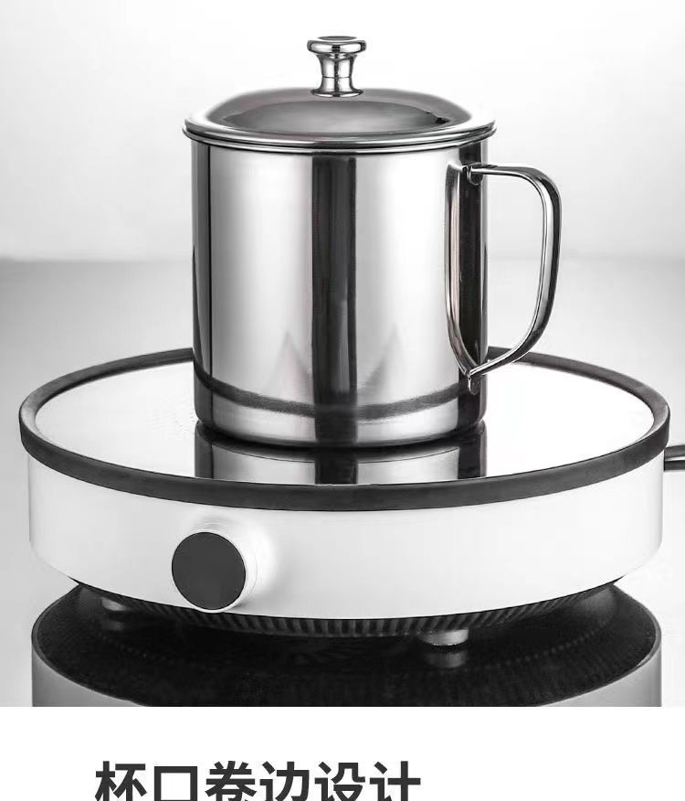 【多种规格】加厚不锈钢口杯带盖儿童学生喝水杯马克杯棋牌室茶缸详情9