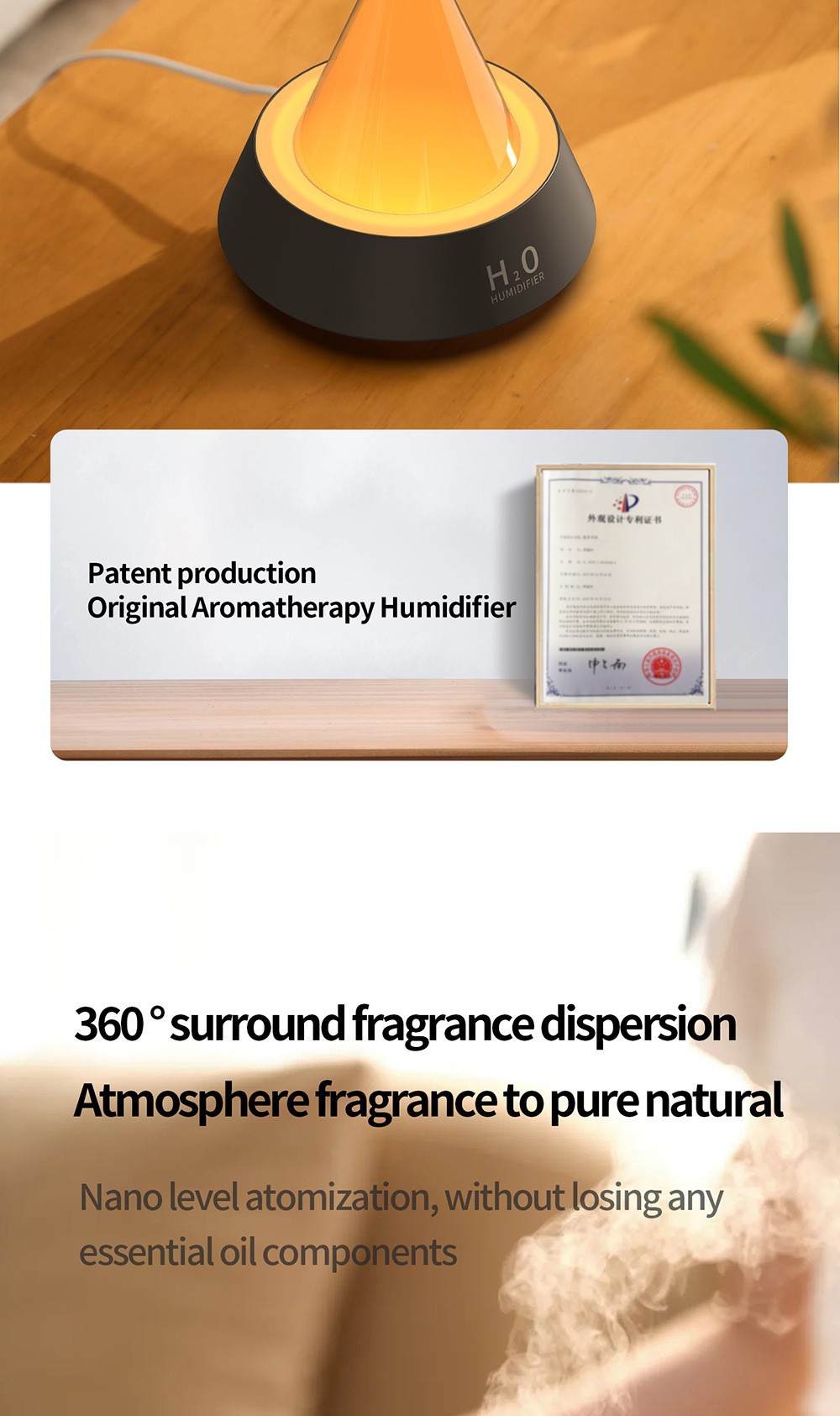 Cross-border Amazon simulation Seven-color glow aroma diffuser, home desktop, bedroom ultrasonic silent humidifier, household appliances pic 7