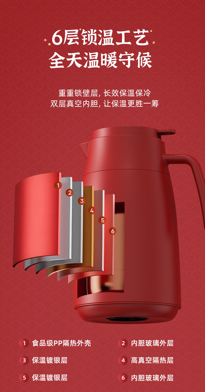 红色一对陪嫁保温壶结婚家用大容量保温水壶2025新款热水壶保温瓶详情6