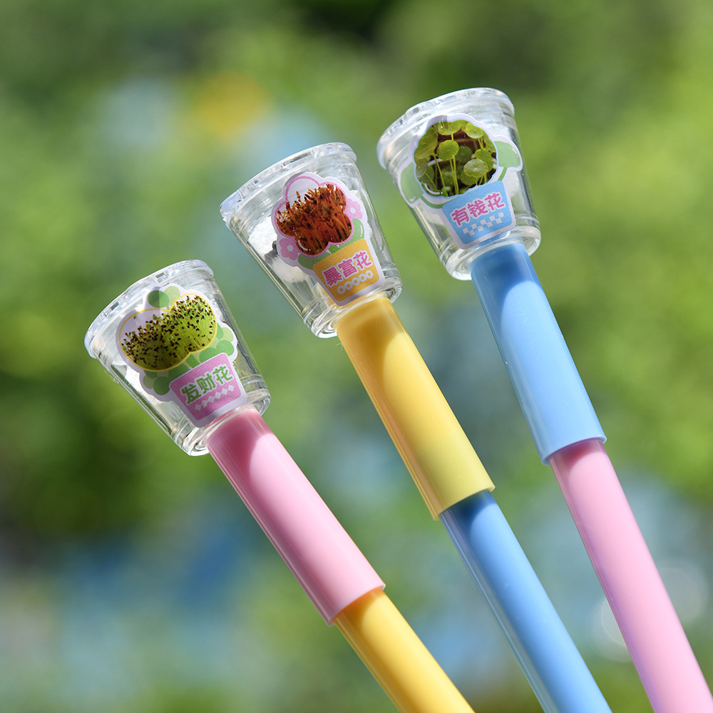 晨兮创意DIY迷你盆栽种草笔 全针管黑色中性笔 有钱花暴富花款 长草笔带给你无尽创意乐趣详情13
