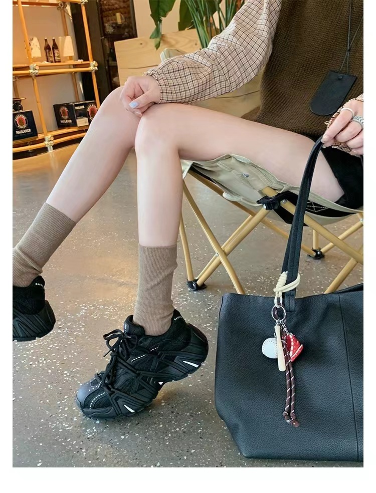 葡萄妈同款 画报女孩 时髦双鞋带网面拼接厚底增高老爹鞋女真皮详情44