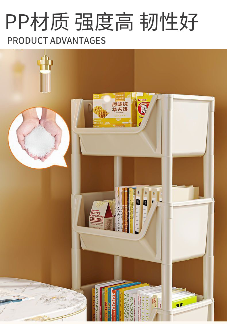 书本架置物架落地小推车厨房浴室移动零食卫生间多层收纳储物架详情5
