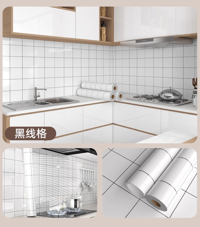 大理石厨房防油贴纸耐高温瓷砖墙贴油烟机橱柜灶台防水防油自粘详情13