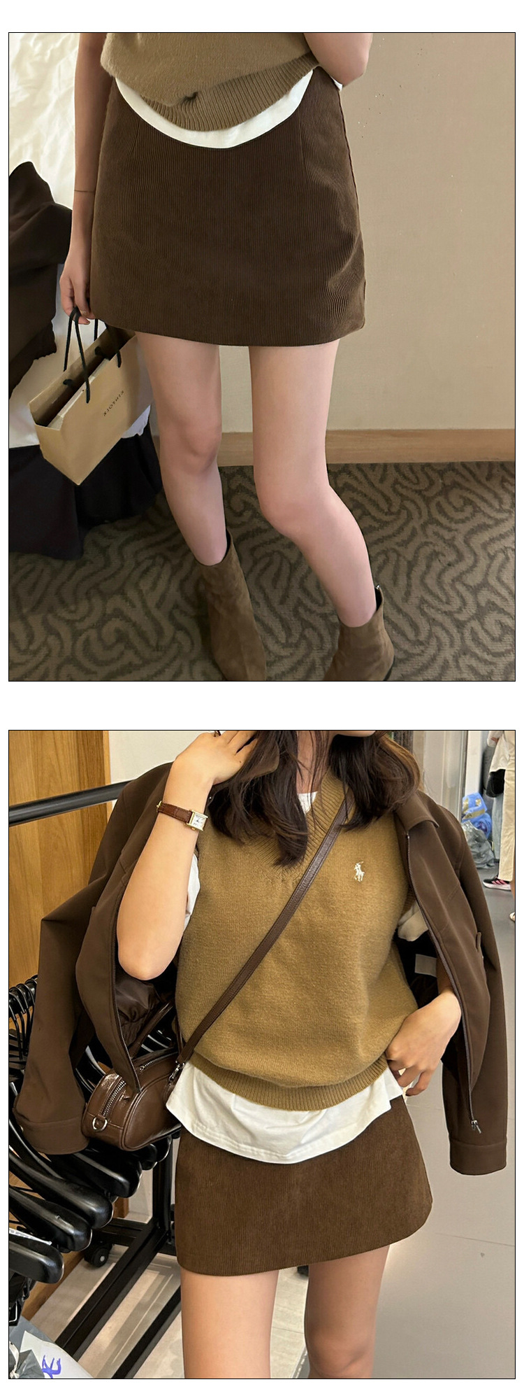 复古美拉德高腰灯芯绒半身裙女秋季2024新款韩版安可拉红a字短裙详情6