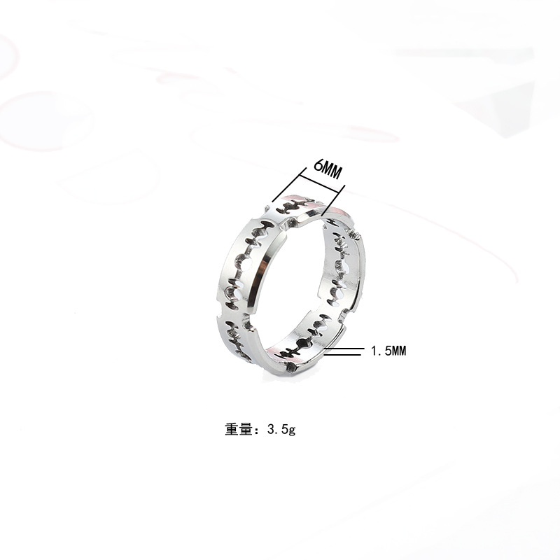 跨境 新款 欧美风不锈钢钛钢切割刀片戒指环男士嘻哈饰品   厂家详情3