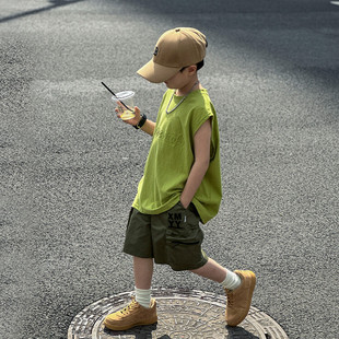 熊猫圆圆渐变男童夏季套装 2024跨境新款儿童短袖二件套织里童装详情3